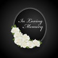 Wreath with white rose on Oval frame and in loving memory text vector design Royalty Free Stock Photo