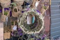 Wreath of wild flowers sale in the flower market in Bangkok ,Thailand.