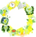 The wreath of yellow flower objects