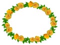 Wreath of yellow roses on a transparent background Royalty Free Stock Photo