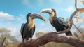 Wreathed_hornbill_Barpouched_wreathed_hornbillFemale_rest_on_branch_1690600761084_4