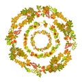 Wreaths of autumn leaves put one inside another