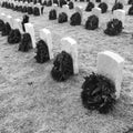 Wreaths on graves of veterans