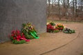 Wreaths at Memorial to Homosexuals Persecuted Under Nazism in Tiergarten Berlin Germany