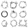 Wreaths vector set,free hand drawing wreaths
