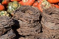 Wreaths of vine on a farmers market