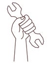 Wrech tool hand holding Royalty Free Stock Photo