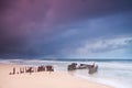Wreck on australian beach at dawn Royalty Free Stock Photo