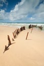 Wreck on australian beach during the day