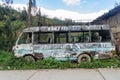 Wreck of a bus in Leimebamba, Pe Royalty Free Stock Photo