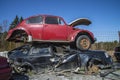 Wreck cars on a scrap yard