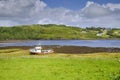 The wreck of a dry boat on the Irish Glen River in County Donegal