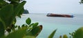 the wreck of the FV Viking ship sunk on Pangandaran beach which was involved in illegal fishing