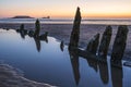 Wreck of Helvetia at sunset Rhossili Bay, Gower, Wales, UK Royalty Free Stock Photo