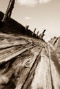 Wreck of the Maheno, Fraser Island, in sepia. Royalty Free Stock Photo