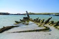 Wreck of old wooden sailing vessel