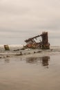 Wreck of the Peter Iredale along pacific coast in Oregon Royalty Free Stock Photo
