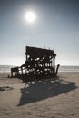 Wreck of the Peter Iredale monument on the beach