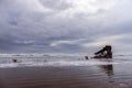 Wreck of the Peter Iredale in the Pacific Ocean on a Cloudy Day Royalty Free Stock Photo