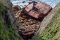 The wreck of the RMS Mulheim on the Cornish coast at Land`s End Royalty Free Stock Photo