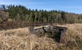 Wreck of a boat on the shores of the lake