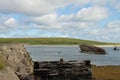 Wreck of SS Reginald, scuttled off Orkney in WW1, alongside WW2 Churchill Barrier defences Royalty Free Stock Photo