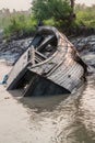 Wreck of a wooden ship in Sundarbans, Banglade Royalty Free Stock Photo
