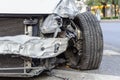 The wreckage of the car was abandoned by roadside Royalty Free Stock Photo