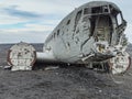Wreckage of crashed airplane on the coast of iceland Royalty Free Stock Photo