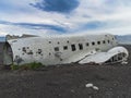 Wreckage of crashed airplane on the coast of iceland Royalty Free Stock Photo