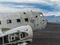 Wreckage of crashed airplane on the coast of iceland Royalty Free Stock Photo