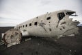 Wreckage of crashed airplane on the coast of iceland Royalty Free Stock Photo