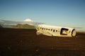 Wreckage of crashed airplane in 1973 Douglas R4D Dakota DC-3 C 117 of the US Navy in Iceland at Solheimasandur beach