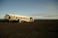 Wreckage of crashed airplane in 1973 Douglas R4D Dakota DC-3 C 117 of the US Navy in Iceland at Solheimasandur beach
