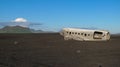 Wreckage of crashed airplane in 1973 Douglas R4D Dakota DC-3 C 117 of the US Navy in Iceland at Solheimasandur beach Royalty Free Stock Photo