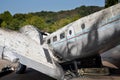 the wreckage of a crashed small passenger plane. the plane fell to the ground Royalty Free Stock Photo