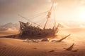 Wreckage of a pirate ship. AI Generated