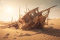 Wreckage of a pirate ship. AI Generated