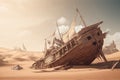 Wreckage of a pirate ship. AI Generated