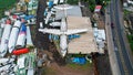 The wreckage of a tourist plane, in Parung, Bogor. The metal remains of the hull and wings of the ship can be seen, like a carcass