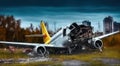 Wreckage of a trainer aircraft after an air crash