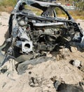 Wrecked Abandoned Burnt Out Car With Melted Interior - Fire Damage Royalty Free Stock Photo