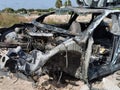 Wrecked Abandoned Burnt Out Car With Melted Interior - Fire Damage Royalty Free Stock Photo