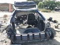 Wrecked Abandoned Burnt Out Car With Melted Interior - Fire Damage Royalty Free Stock Photo