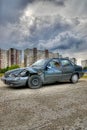 Wrecked car outside city- HDR