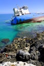 Wrecked oil tanker in clean sea water Royalty Free Stock Photo