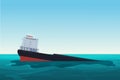 Wrecked oil tanker ship. Oil spill accident. Pollution Environment concept vector illustration.