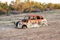 Wrecked old car in the Australian outback Royalty Free Stock Photo