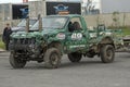 Wrecked pickup after demolition derby