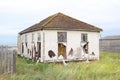 Wrecked ruined bungalow home